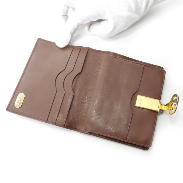 OLD Gucci　総革GG金具がま口折り財布（茶）