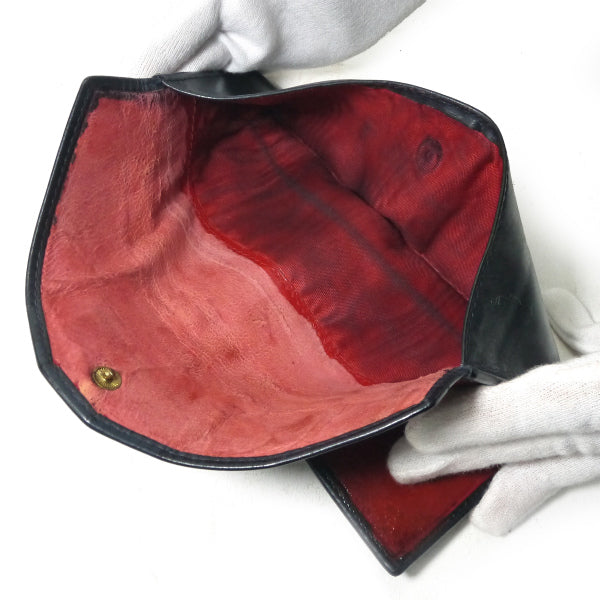 OLD Gucci 総革ホースシュー留め具デュアルトーン長財布（濃紺）