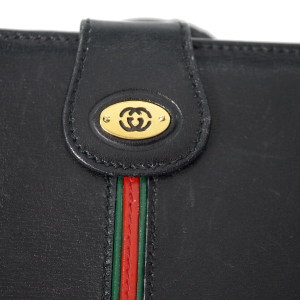 OLD Gucci　総革パイピングシェリー長財布（黒）