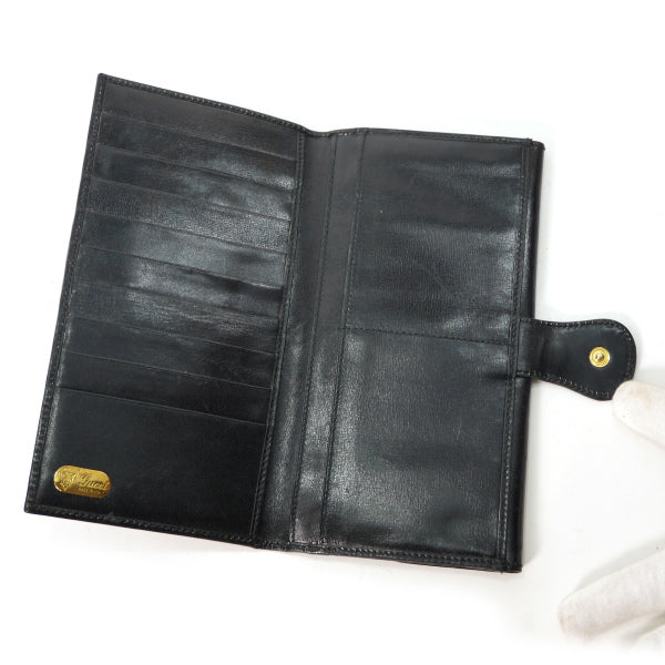 OLD Gucci　総革パイピングシェリー長財布（黒）