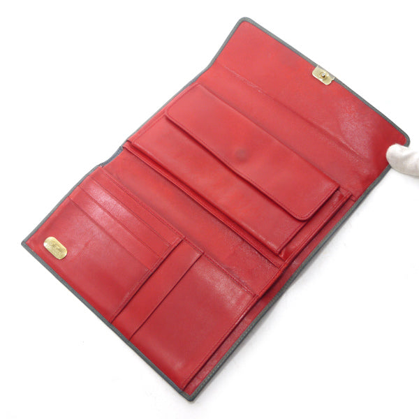 OLD Gucci 総革デュアルトーン長財布（灰×赤）