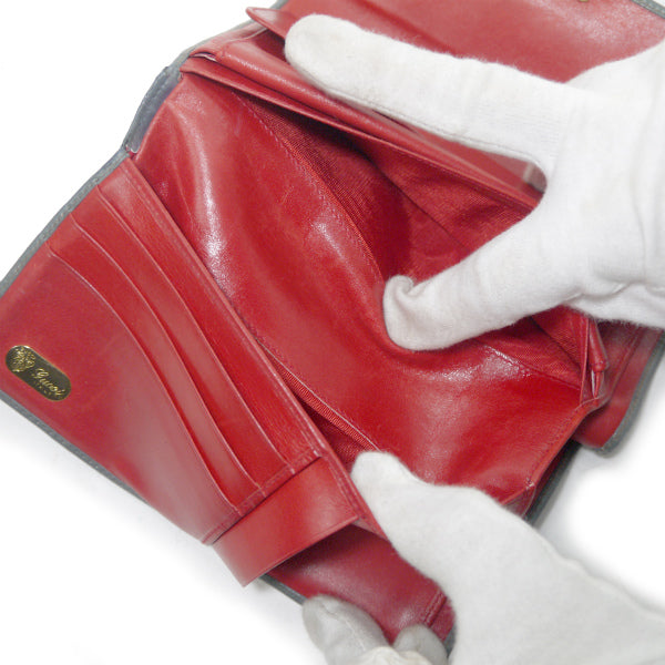 OLD Gucci 総革デュアルトーン長財布（灰×赤）