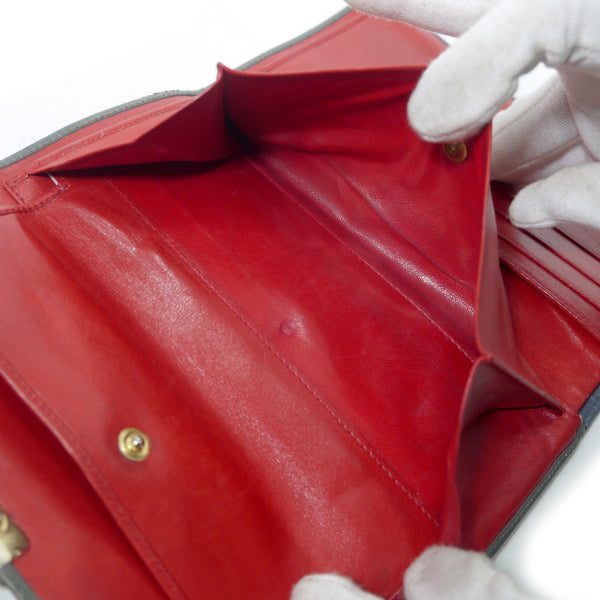 OLD Gucci 総革デュアルトーン長財布（灰×赤）