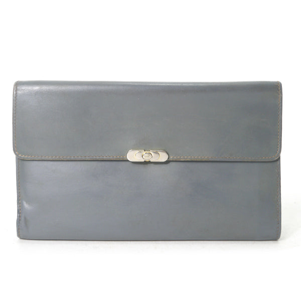 OLD Gucci 総革デュアルトーン長財布（灰×赤）