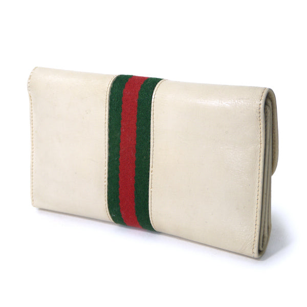 OLD Gucci　総革ビット留め具シェリー長財布（白）