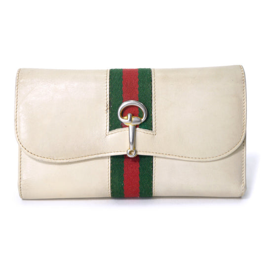 OLD Gucci　総革ビット留め具シェリー長財布（白）