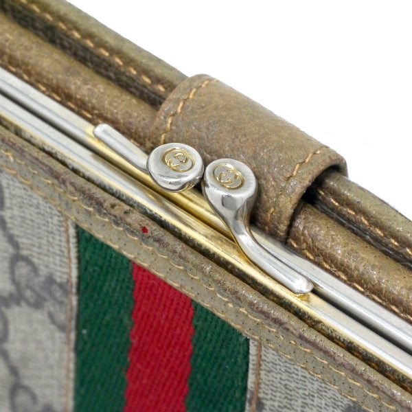 OLD Gucci　GG柄シェリーがま口長財布（茶）