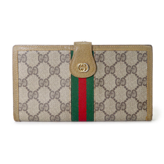 OLD Gucci　GG柄シェリーがま口長財布（茶）