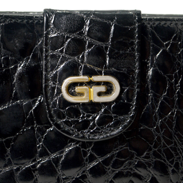 OLD Gucci　クロコダイルWホック長財布（黒）