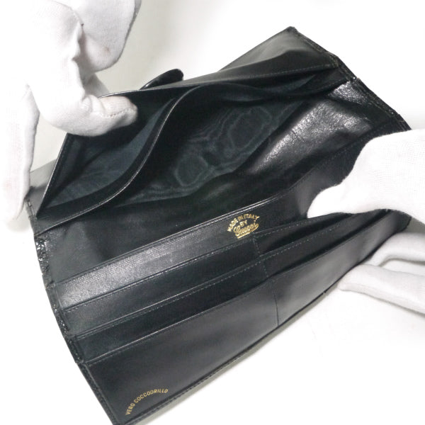 OLD Gucci　クロコダイルWホック長財布（黒）