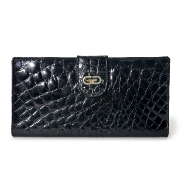 OLD Gucci　クロコダイルWホック長財布（黒）