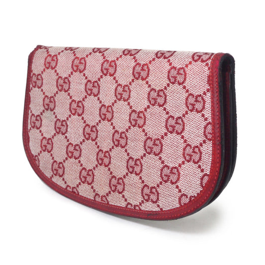OLD Gucci  レア!!ジャガードGG柄ハーフムーン財布（赤）