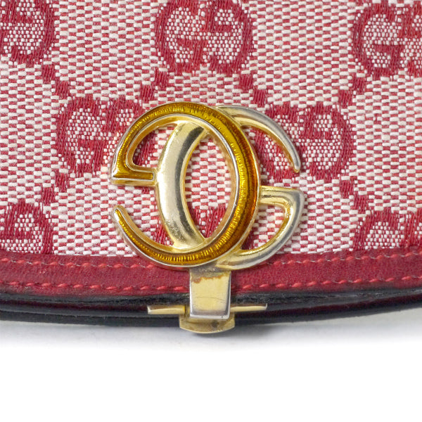 OLD Gucci  レア!!ジャガードGG柄ハーフムーン財布（赤）