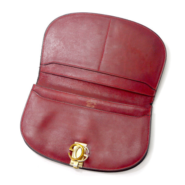 OLD Gucci  レア!!ジャガードGG柄ハーフムーン財布（赤）
