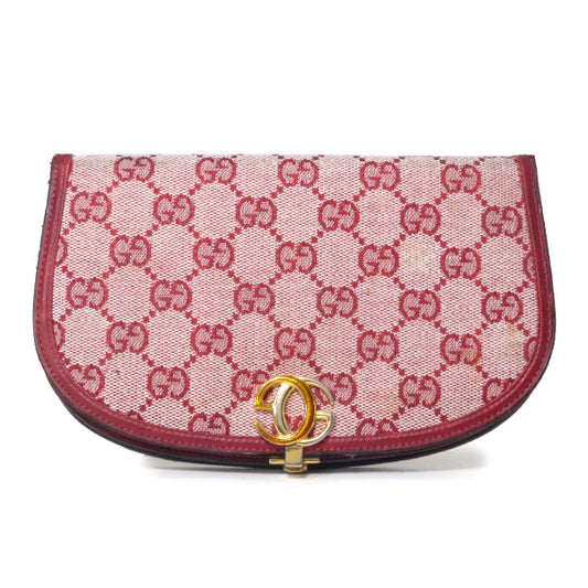 OLD Gucci  レア!!ジャガードGG柄ハーフムーン財布（赤）