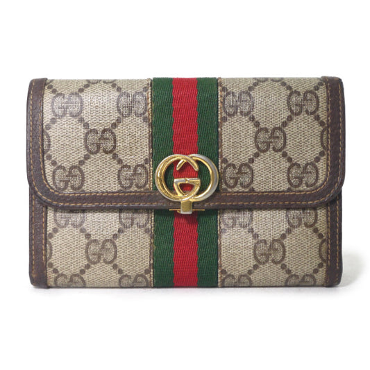 OLD Gucci　ダブルG金具シェリーミドル財布（茶）