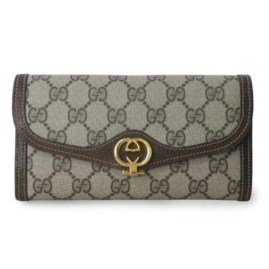 OLD Gucci　ダブルG金具シェリーミドル財布（茶）
