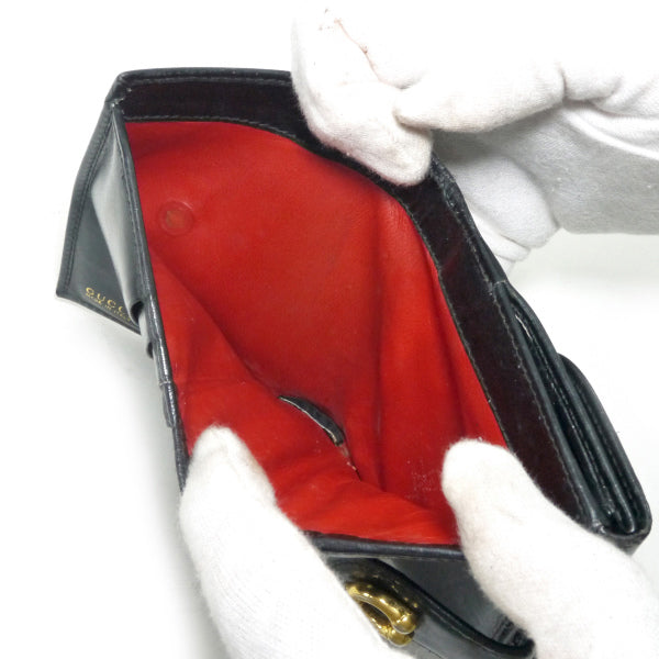 OLD Gucci  総革ホースシュー折財布（黒）