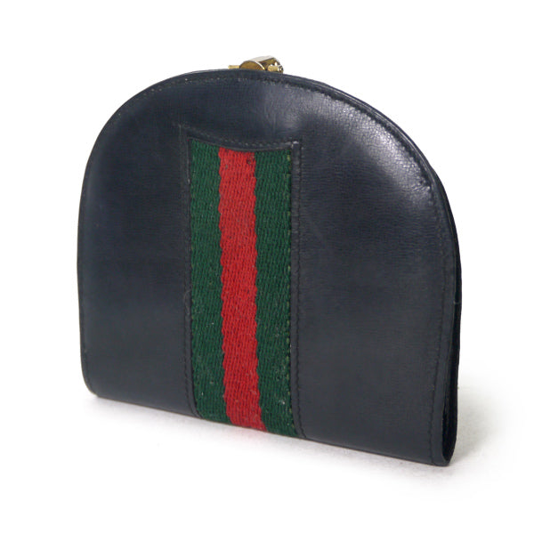 OLD Gucci  シェリー×ビット留め具ラウンド折財布（黒）