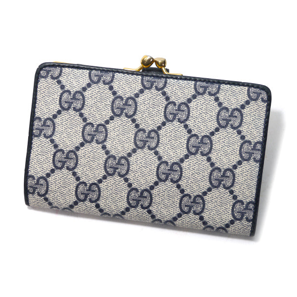 OLD Gucci　GG柄がま口折り財布（青）
