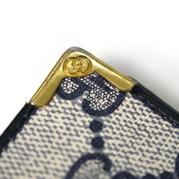 OLD Gucci　GG柄がま口折り財布（青）