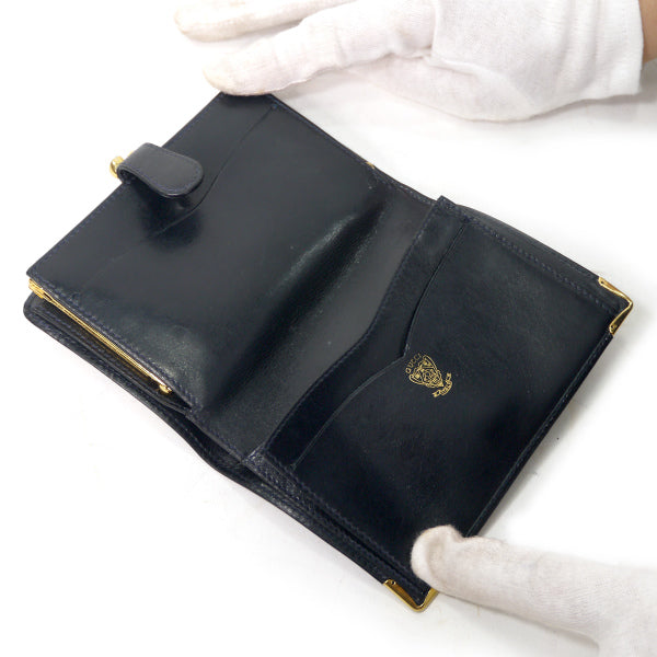 OLD Gucci　GG柄がま口折り財布（青）