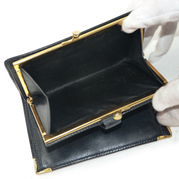 OLD Gucci　GG柄がま口折り財布（青）