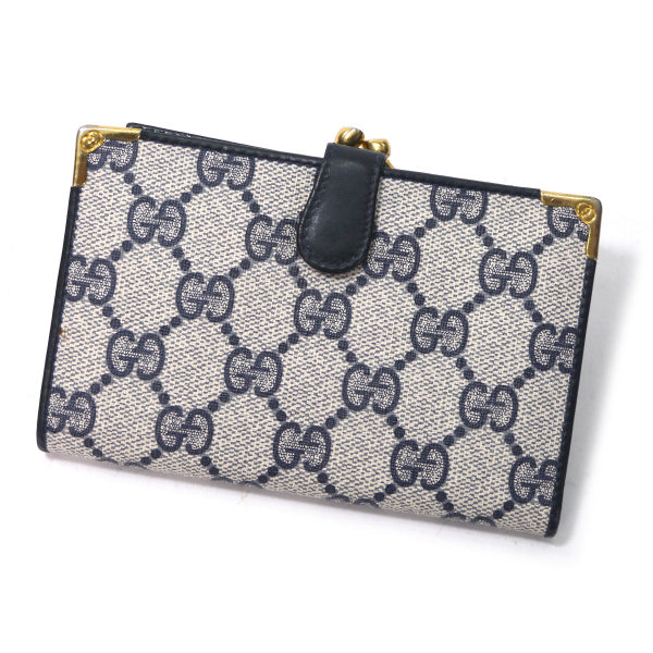 OLD Gucci　GG柄がま口折り財布（青）