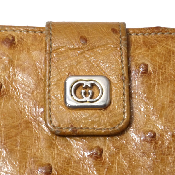 OLD Gucci　オーストリッチ２つ折り財布（キャメル）