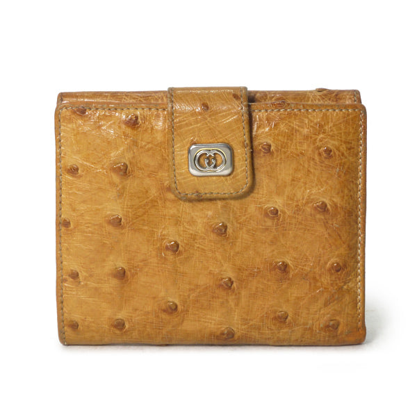 OLD Gucci　オーストリッチ２つ折り財布（キャメル）