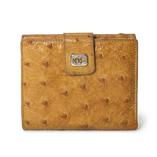 OLD Gucci　オーストリッチ２つ折り財布（キャメル）