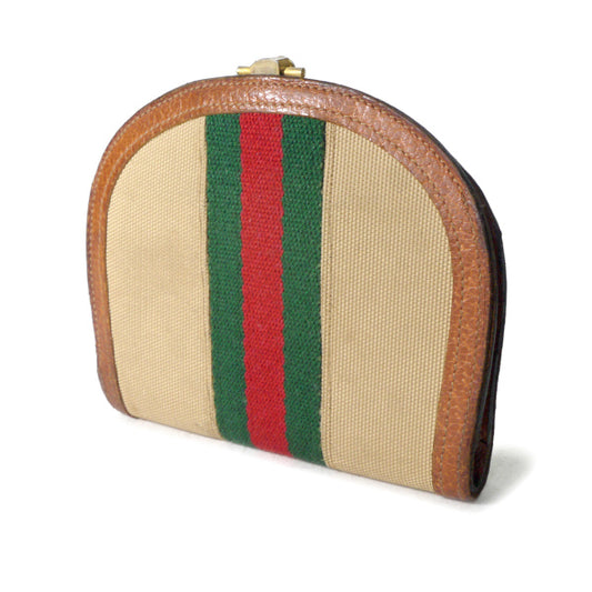 OLD Gucci  シェリー×ビット留め具ラウンド折財布（ベージュ）