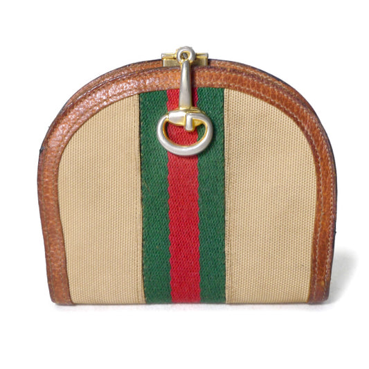 OLD Gucci  シェリー×ビット留め具ラウンド折財布（ベージュ）