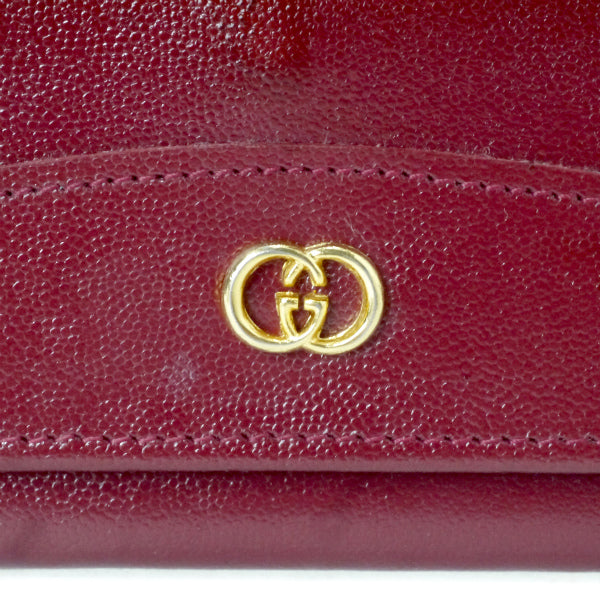 OLD Gucci　総革GG金具アクセコ長財布（ボルドー）