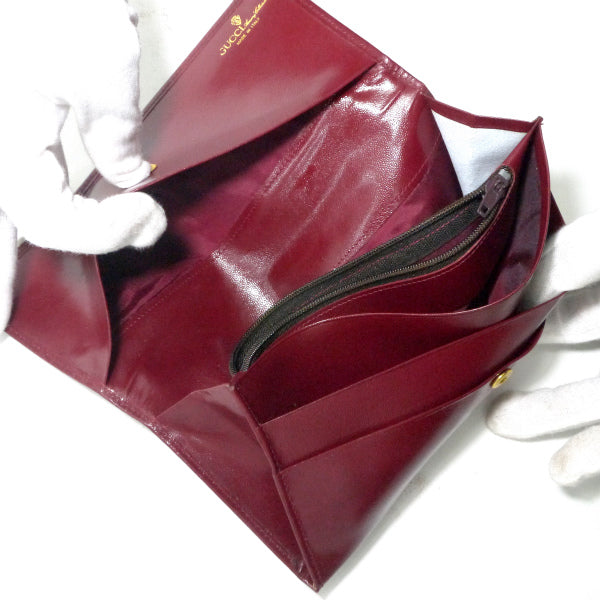 OLD Gucci　総革GG金具アクセコ長財布（ボルドー）