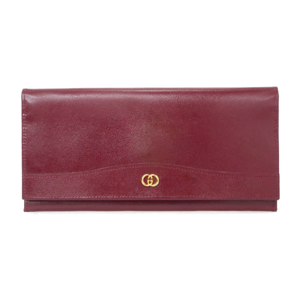 OLD Gucci　総革GG金具アクセコ長財布（ボルドー）