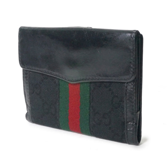 OLD Gucci アクセコGG柄シェリー折財布（黒・ジャガード）