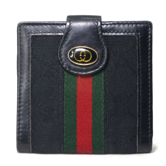 OLD Gucci アクセコGG柄シェリー折財布（黒・ジャガード）