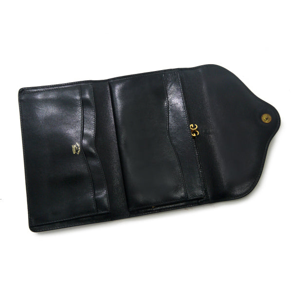 OLD Gucci　ビット金具がま口レザー長財布（黒）