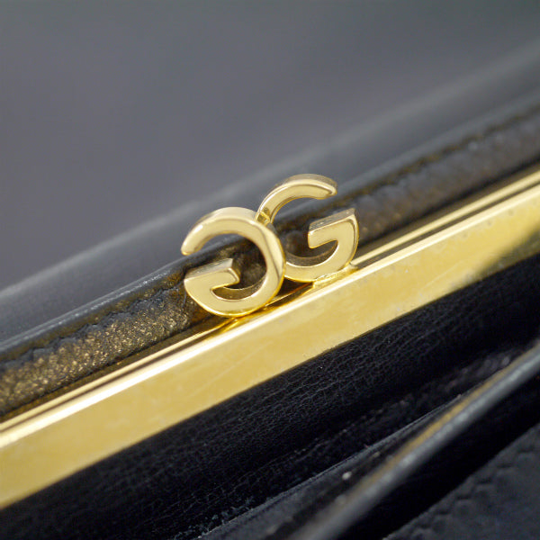 OLD Gucci　ビット金具がま口レザー長財布（黒）