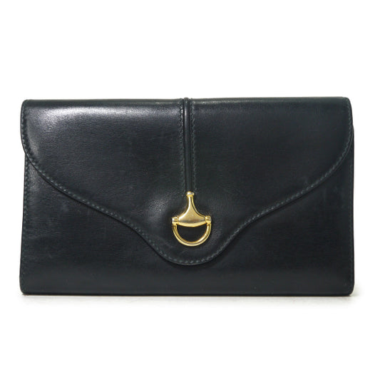 OLD Gucci　ビット金具がま口レザー長財布（黒）