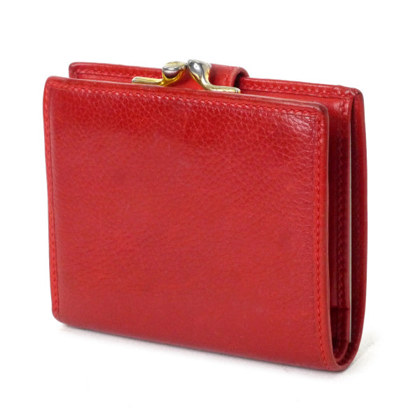 オールドグッチ　GG金具がま口レザー折財布（赤）