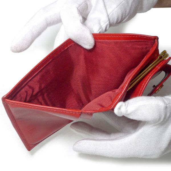 オールドグッチ　GG金具がま口レザー折財布（赤）