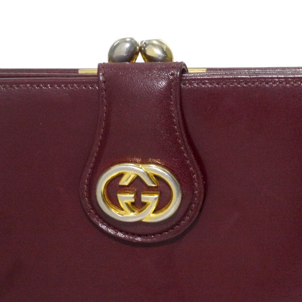 OLD Gucci　GG金具がま口レザー折財布（ボルドー）