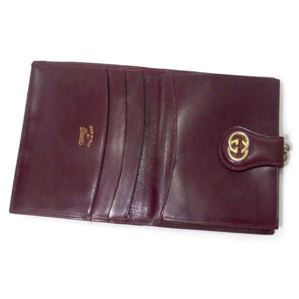 OLD Gucci　GG金具がま口レザー折財布（ボルドー）