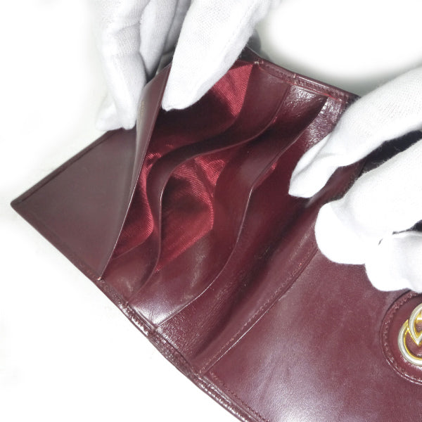 OLD Gucci　GG金具がま口レザー折財布（ボルドー）