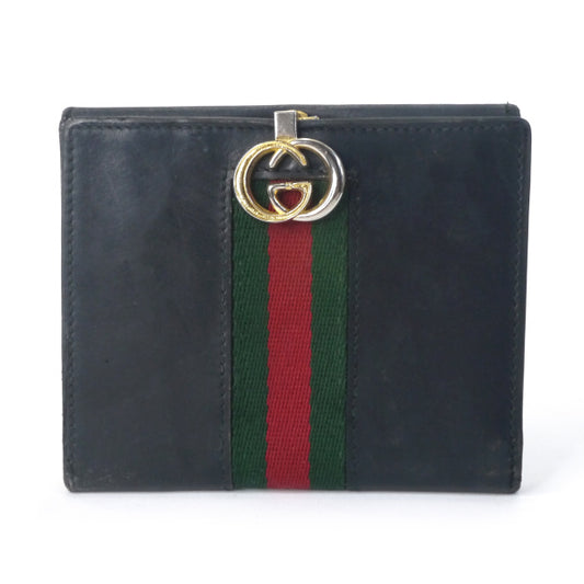 OLD Gucci　総革シェリーGG金具 折財布（黒）
