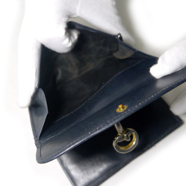 OLD Gucci シェリー×ビット留め具折財布（黒）