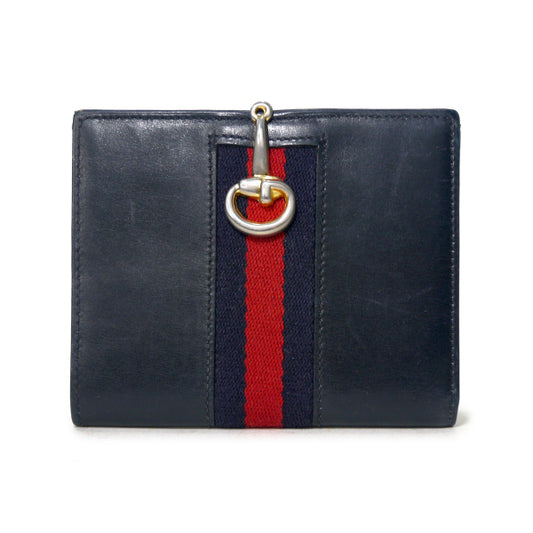 OLD Gucci シェリー×ビット留め具折財布（黒）