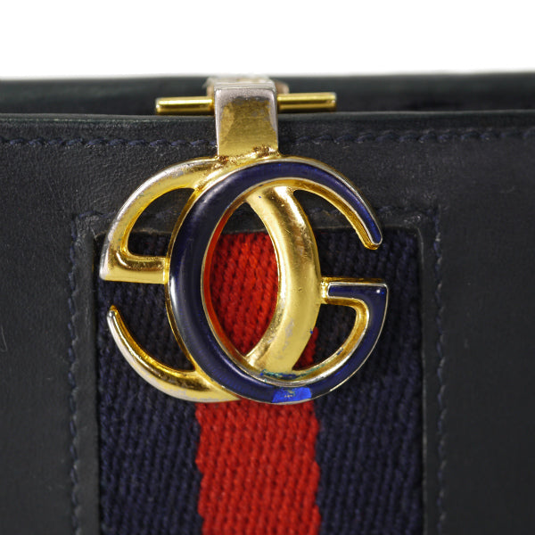OLD Gucci　総革シェリー折り財布（濃紺）